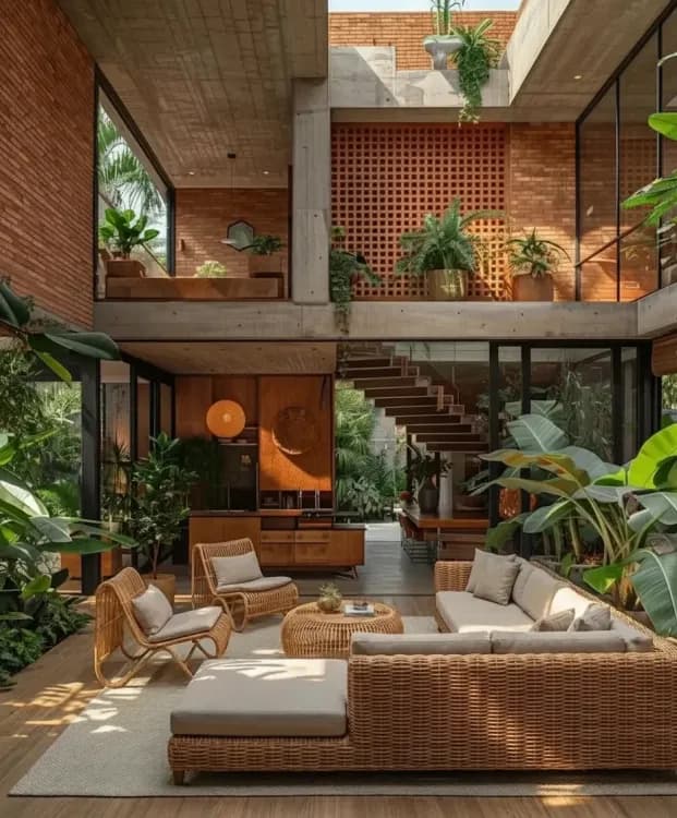 Rustic style villa interior.webp