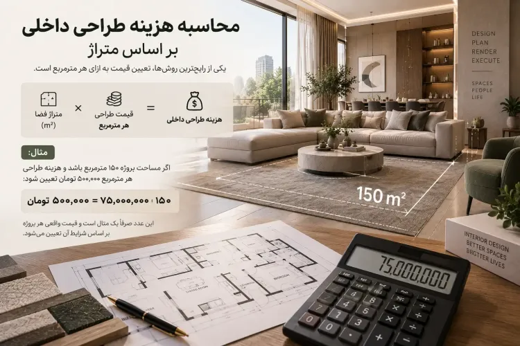 محاسبه هزینه طراحی داخلی بر اساس متراژ و قیمت هر متر مربع